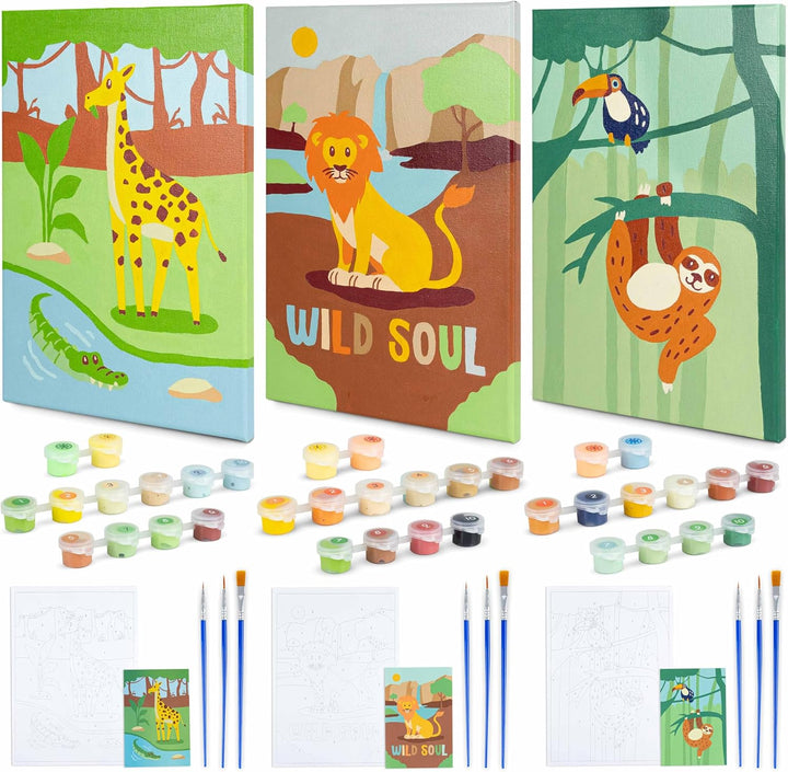 Paint by Numbers Kit for Kids Unicorns Pack 3 Canvas Paint by Number Canvas Framed Pre Drawn, Unicorn Gifts for Girls | Arts and Kids Crafts 4-6 8-12, Pintar Por Numeros | Unicorn Craft