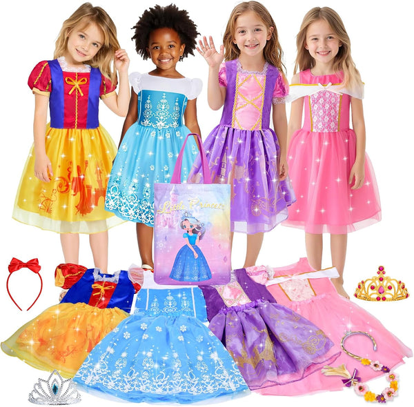 Princess Dress up - Princess Dresses for Girls with Princess Toys, Dress up Clothes for Little Girls Pretend Play