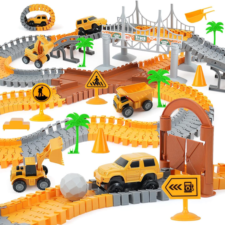 Dinosaur Toys Race Car Track, Create a Dinosaur World Road Race, Flexible Dinosaur Track Toys Set, Christmas Birthday Gifts for 3 4 5 6 7 Years Old Boys Girls Kids