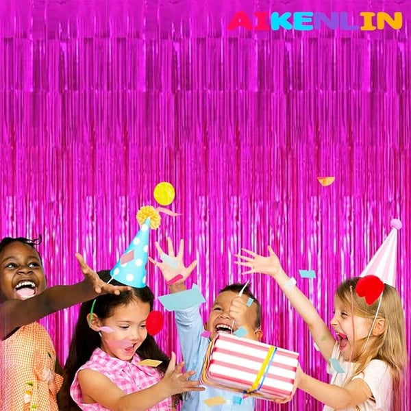 3 Pack Foil Fringe Backdrop - Purple Shiny Tinsel Curtains for Party Decoration/Photo Booth Props - 3.3X8.2 FT Metallic Foil Backdrop for Birthday, Wedding, Graduation, Christmas.