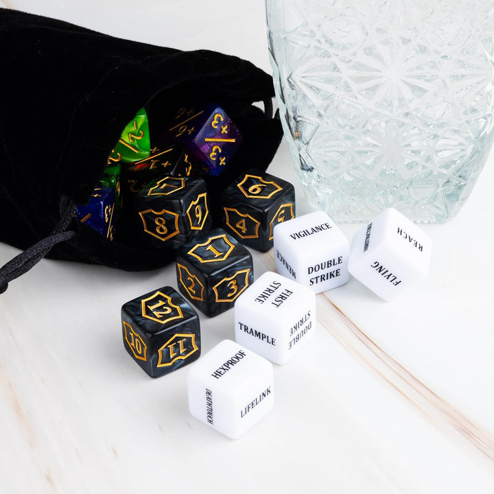 63 Pieces MTG Dice Counters Bulk Ability Keywords MTG Tokens Shield Life Counter 6 Sided Dice Set for Magic the Gathering,Tcg,Cards Gaming Accessories