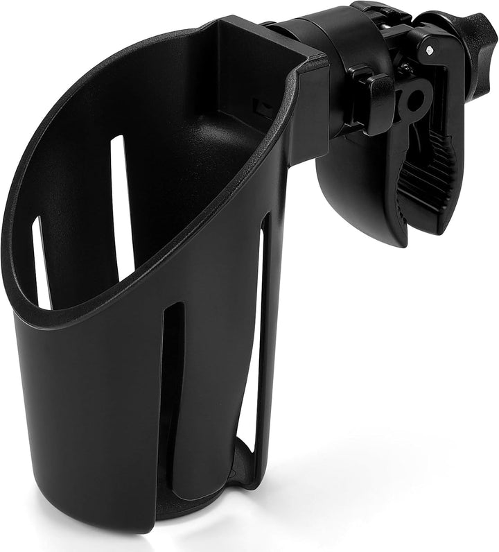 Universal Cup Holder, Stroller Cup Holder, 360° Rotatable Large Caliber Designed Bottle Holder for Stroller, Bike, Wheelchair, Walker, Scooter, Black
