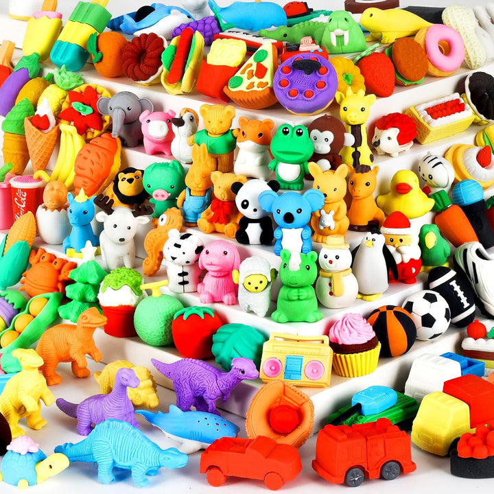 80Pcs Animal Erasers Kids Desk Pets Pencil Erasers 3D Puzzle Eraser Bulk Fun Cute Mini Animal Eraser Toys for Classroom Rewards, Game Prizes, Treasure Box, Easter Egg Fillers