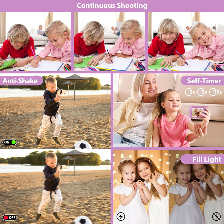 Kids Camera Toys for Boys Girls,Digital Video Camera Toys for Kids with MP3 Music Player and 32GB SD Card,Ideas Birthday Gifts for 4 5 6 7 8 9 10+ Years Old Little Girls and Boys(Purple)