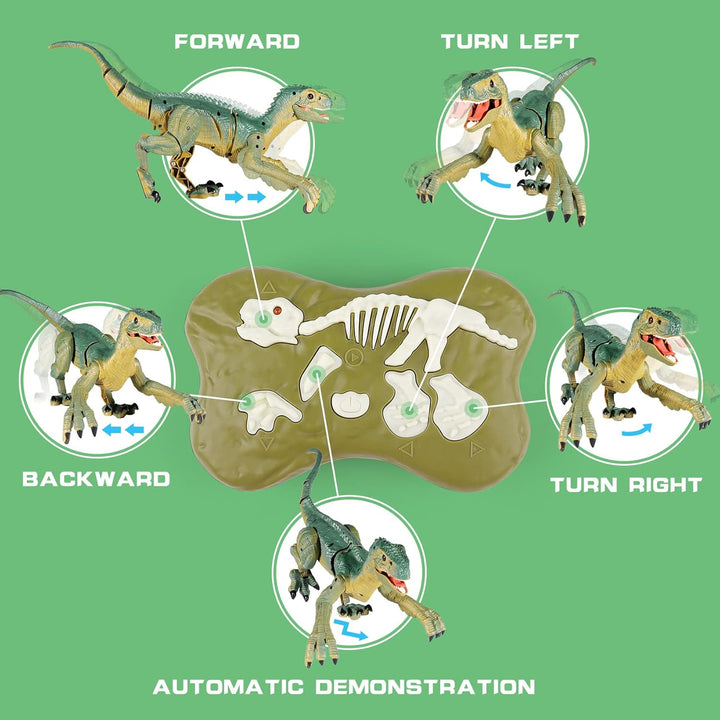 Remote Control Dinosaur Toys for Kids - Build a Big Walking Velociraptor Dino with Light and Sound, Birthday Gift Ideas for Boys and Girls 3-5 5-7 8-12 Year Old