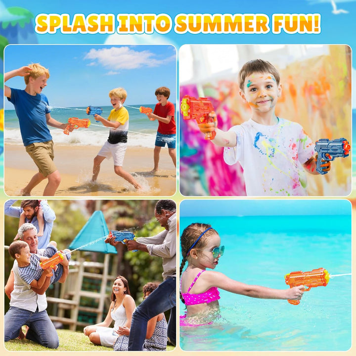 Water Gun for Kids - Leakproof Squirt Gun Adults Summer Super Water Blaster Soaker Small Water Guns Toys for Boys Girls Toddler, 2 Pack Watergun for Pool Beach Outdoor Fighting Toy（Blue Orange
