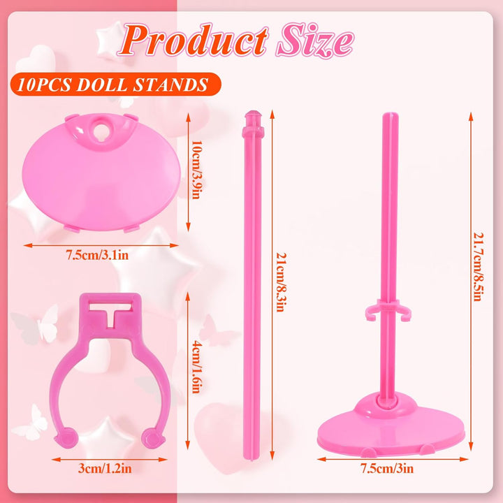Stands Compatible with Barbie Doll, Pink Doll Stands for Display Barbie,10Pcs Stands Compatible with Barbie