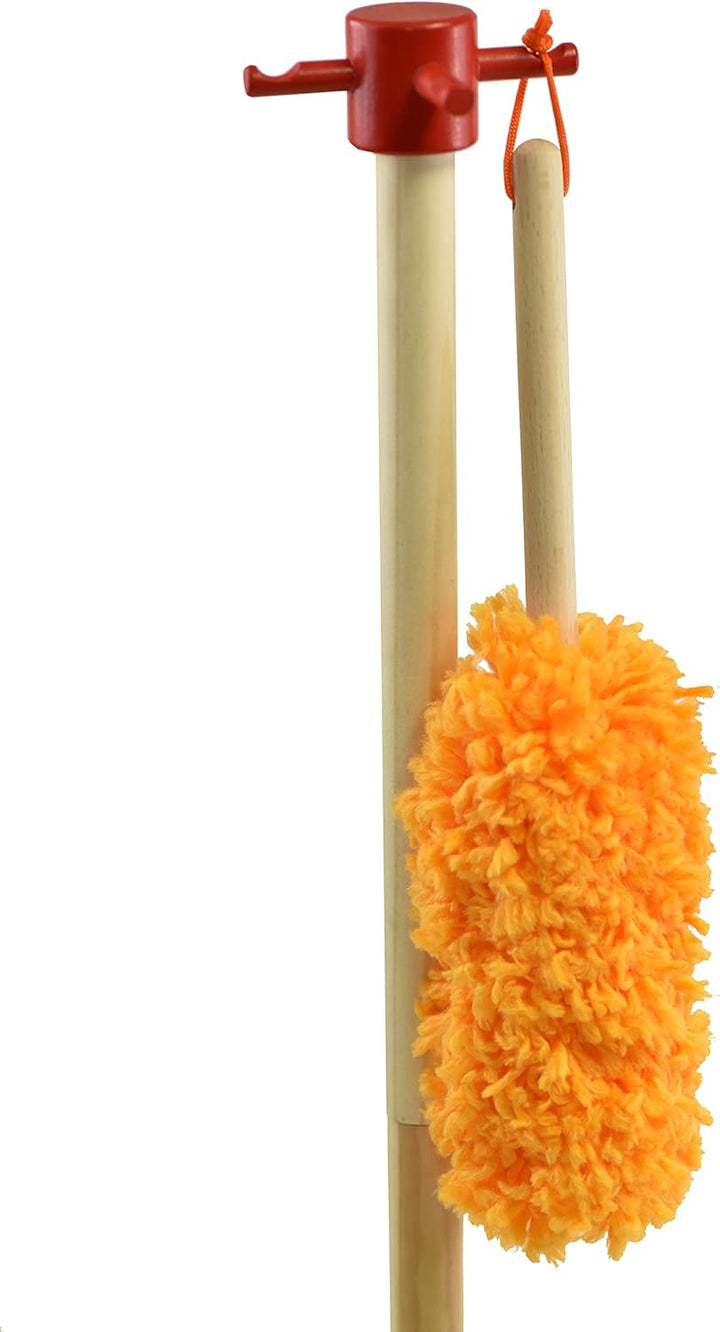 Justforkids Wooden Detachable Kids Cleaning Set - Duster, Brush, Mop, Broom and Hanging Stand Play - Housekeeping Kit - STEM Toys for Toddlers Girls & Boys, Total 6 Pieces,Multi Color,10071