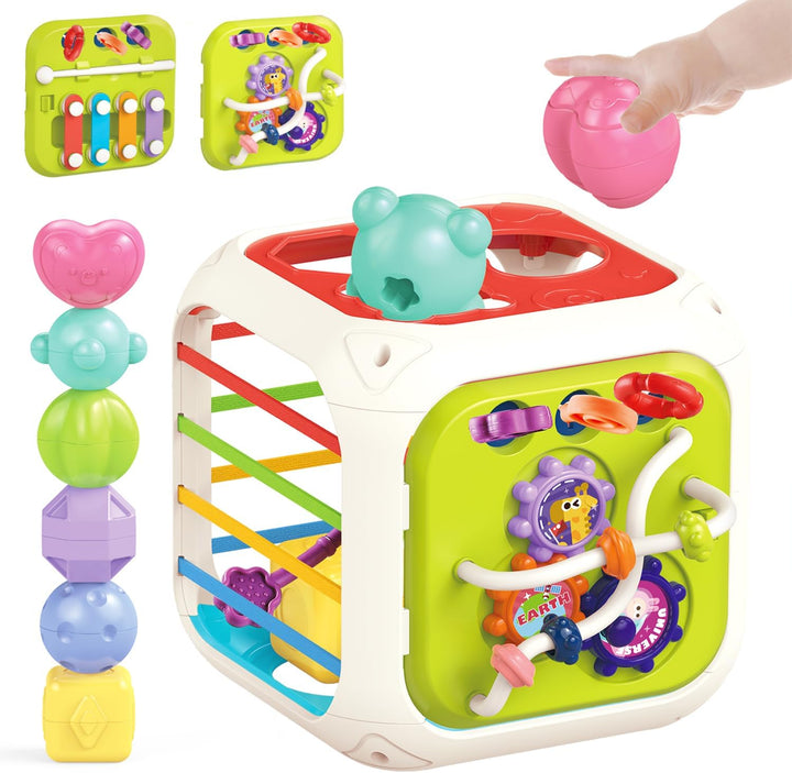 Montessori Toys for 1 Year Old, 6 Pc Multi Sensory Shape, Toddler Developmental Learning Birthday Gifts, Baby Toys 12 Month