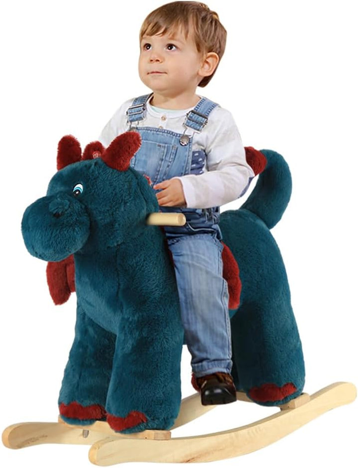 Rocking Horse, Dark Brown Horse Rocker for Toddlers 18M+, Plush Ride on Horse Toy with Realistic Sound,Soft Stuffed Filling, CPC Certified