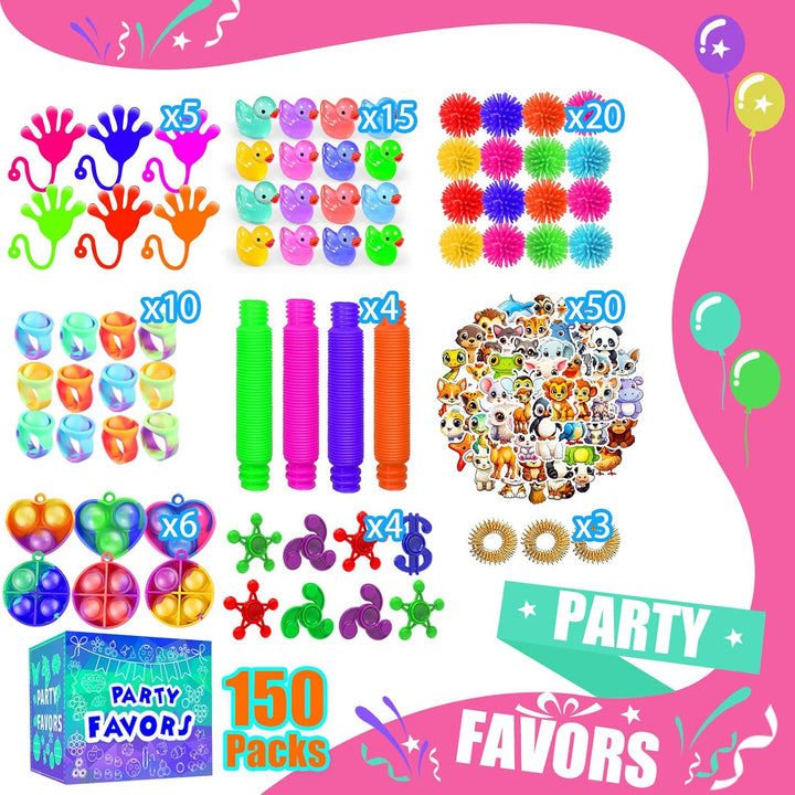Party Favors for Kids 8-12 4-8, 150-Pack Fidget Toys Bulk, Treasure Box Toys for Classroom, Stocking Stuffers Goodie Bags, Classroom Prizes, Birthday Holiday for Boys Girls