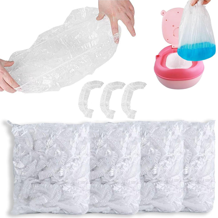 Potty Chair Liners with Elastic, Portable Potty Training Bags, Potty Refill Liners Disposable for Toddlers Kids and Baby,Toilet Seat Cover,17X8Inches,Clear