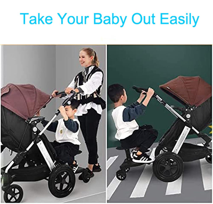 Universal Stroller Board Buggy Board with Detachable Seat, Stroller Glider Board Suitable for Most Brands of Strollers, Stroller Standing Board, Holds Children up to 55Lbs (Blue)