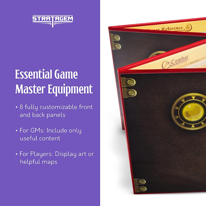 the Master'S Tome 4-Panel Customizable GM Screen with Free Inserts – Dry Erase, Dungeon & Game Master Accessory for Tabletop RPG Campaigns (Black)
