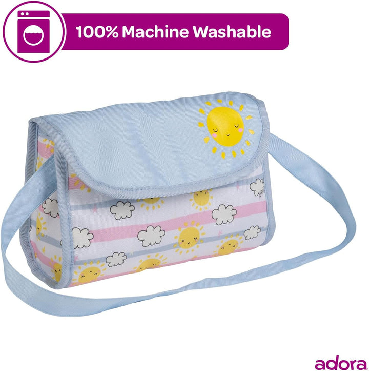 Baby Doll Diaper Bag with Color Changing Design, Sturdy Straps, Includes Changing Mat and 2 Doll Diapers (Fits 13" Dolls), Birthday Gift for Ages 3+ - Sunny Days