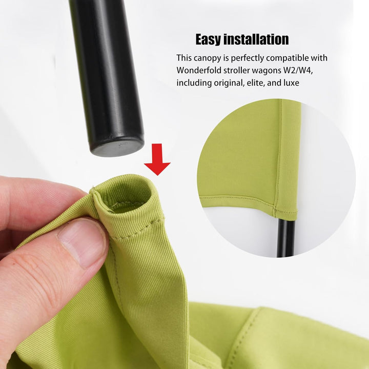 Stretchy Panoramic Canopy Compatible with Wonderfold Stroller Wagons W2/W4 All Model,Sun Shade and Protection for Riders(Olive-Green)