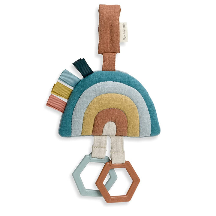 Jingle Travel Toy for Stroller, Car Seat or Activity Gym - Baby Hanging Toy Features Jingle Sound, Clinking Rings & Adjustable Attachment Loop (Rainbow)