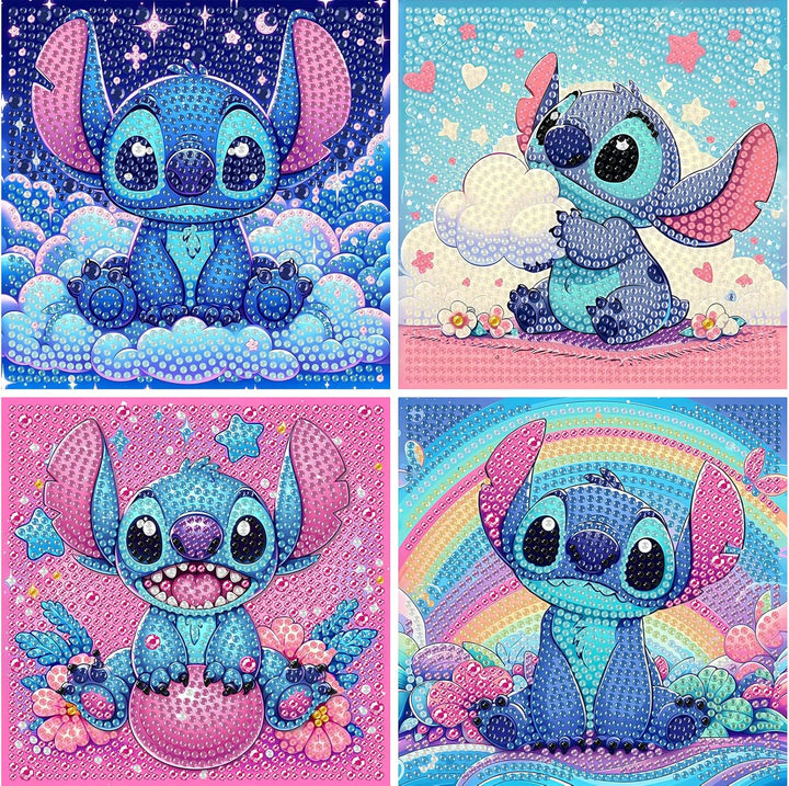 4 PCS Diamond Art Painting Kits for Kids,Cartoon Diamond Art for Kids Ages 4-8-12,Cartoon Gem Kit Crafts Beginners for Gift Home Wall Decor(6X6Inch)