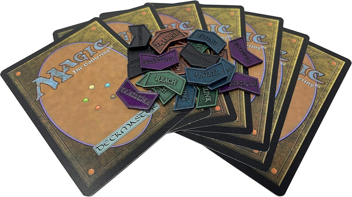 MTG Metal Keyword Counters - Set of 24 Reversible Tokens - Includes Drawstring Pouch, Antique Metal Finish, Designed for MTG TCG Magic: the Gathering Accessory