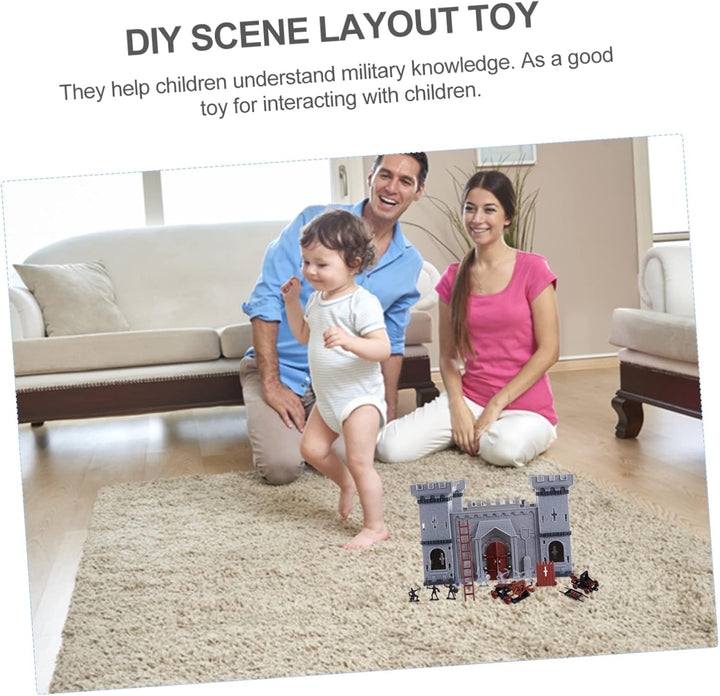 Assembled Castle Model Set Toy Soldiers Educational DIY Scene for Boys and Girls Medieval Castle Building Toy for Creative Play