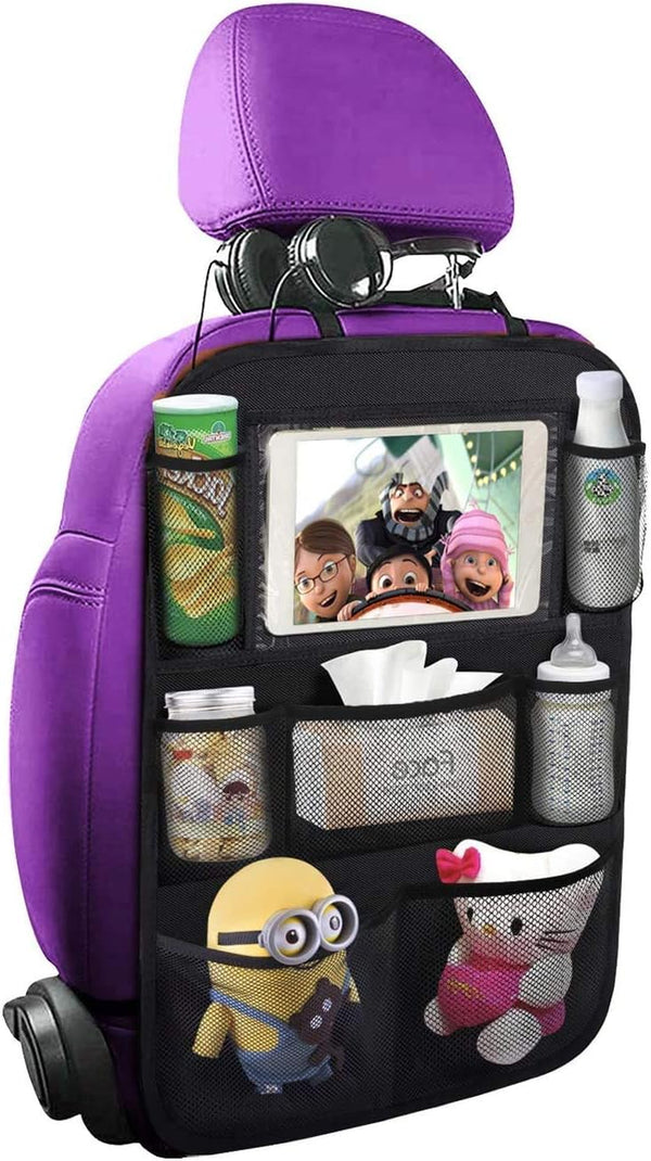 Backseat Car Organizer Mats Back Seat Organizers and Storage Bag with Touch Screen Tablet Holder for Kids Toddlers Car Seats, Travel Accessories, Road Trip Essentials Kids