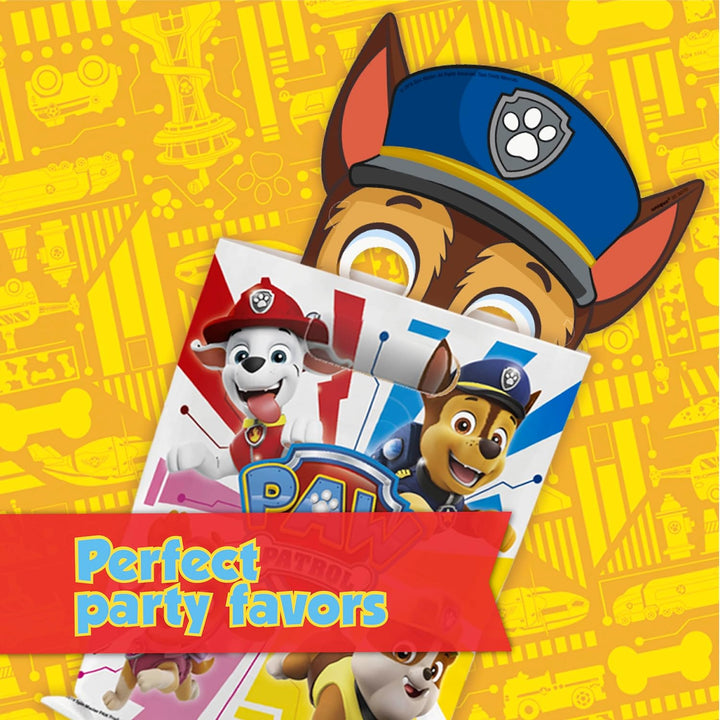 Paw Patrol Masks for Kids Birthday Party Favors and Decorations with Buttons - 16 Pack