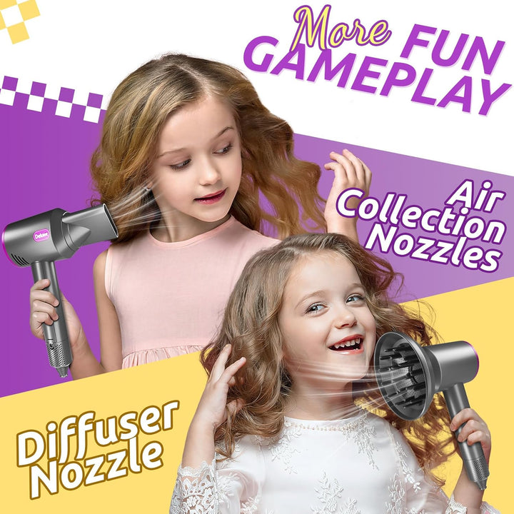 Hair Salon Toys for Girls, Beauty Salon Playset for Girls, Pretend Hair Styling Kit Set Dresser Toys, Kids Play Toy Hair Salon Playset Blow Dryer for Toddler Ages 4-6