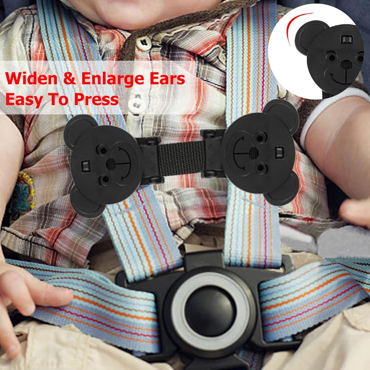 Anti Escape Strap Lock Baby Harness Chest Clip, Baby Safety Strap Prevent Children/Kids Taking Their Arms Out of High Chairs/Strollers/Baby Reins(2 Pack, Bear-Shaped)