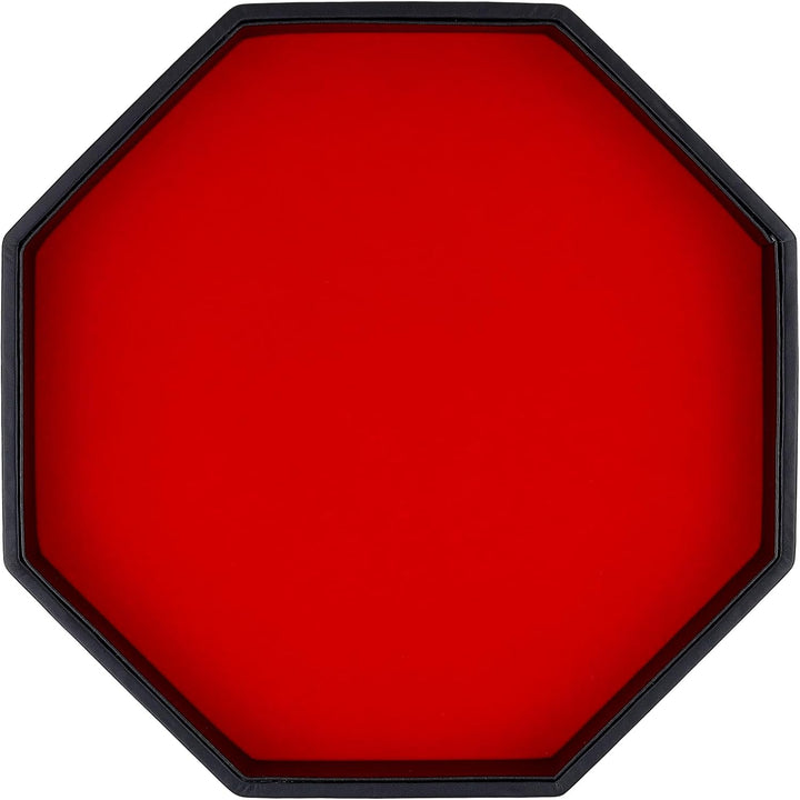 Dice Rolling Tray, Felt Lined PU Leather Octagon Dice Tray for Dungeon Crawler Games, Red