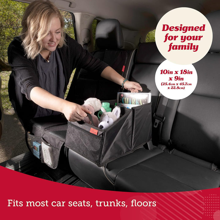 Backseat Car Organizer for Front & Rear Seats - Black Oxford - 9 Compartments & Cup Holders for Travel & Road Trip Essentials for Kids - Fits Cars, Trucks & Vans