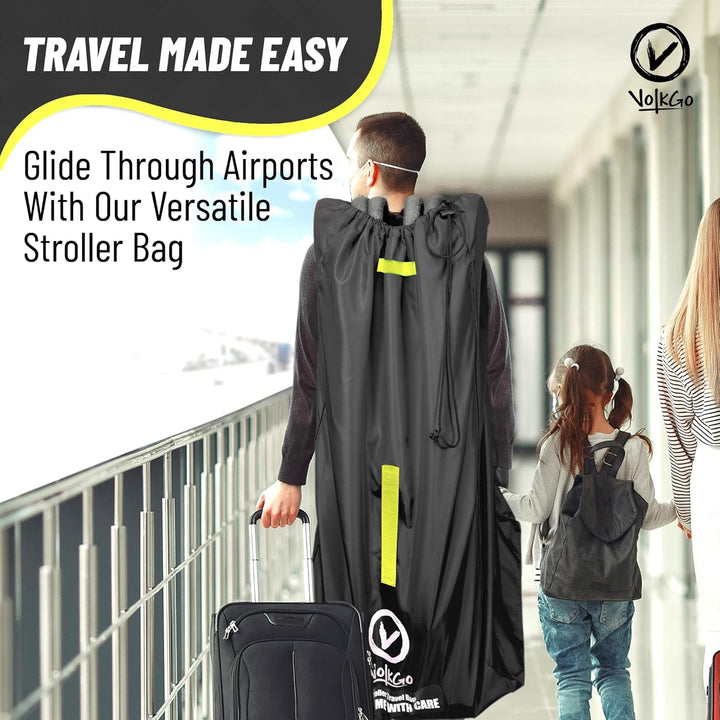 Extra Large Stroller Bag for Airplane with Padded Backpack Shoulder Straps, Double Stroller Cover for Air Travel, Jogger & Carrier - Fits Large Sizes, Gate Check Bag, Waterproof Travel Cover.