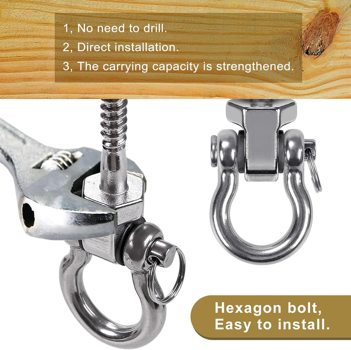 Heavy Duty Swing Hangers with Bearings, 2-Pack - Stainless Steel Porch Swing Hardware for Patio & Playground, Quiet Swivel Hooks - Indoor/Outdoor Heavy Duty Swing Hardware, 1500LB Capacity