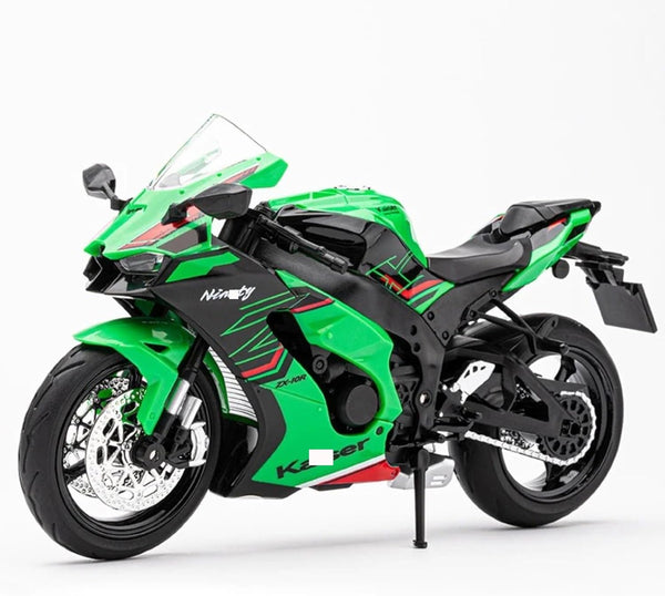1/12 Ninja ZX10R Alloy Die Cast Motorcycle for Kawasaki Ninja ZX10R Vehicle Sound and Light off Road Autocycle Collectible Model (Green ZX10R)