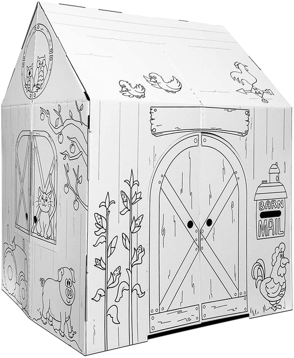 Barn - Kids Art & Craft for Indoor & Outdoor Fun, Color Favorite Farm Animals – Decorate & Personalize the Cardboard Fort, 32 by 26. 5 by 40. 5 Inches - Made in USA, Age 3 and Up