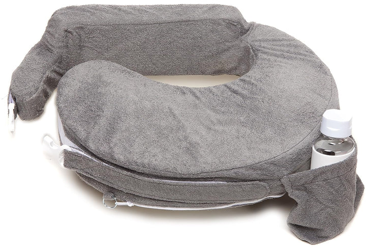 Nursing Pillow - Deluxe - Enhanced Comfort W/ Slipcover - Ergonomic Breastfeeding Pillow for Ultimate Support for Mom & Baby - Adjustable Pillow W/ Handy Side Pocket, Evening Grey