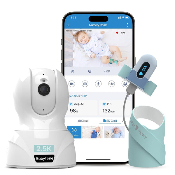 Baby Monitor - Smart Sleep Sock & 2.5K HD Camera, Track Heart Rate & Average Oxygen Level, Cry/Motion Detect, Two-Way Audio and Night Vision Baby Monitor with APP