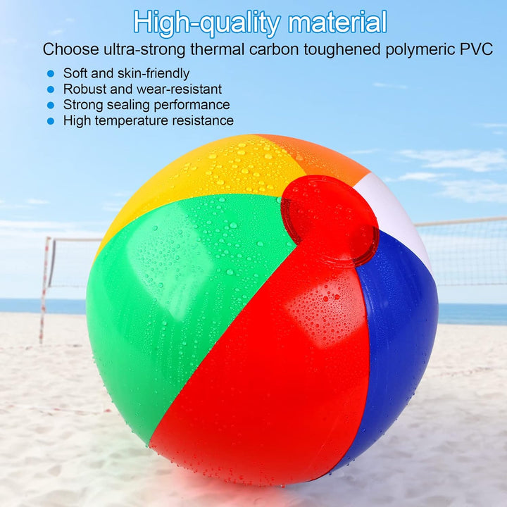 6 Pack Beach Balls, 10 Inch Beach Balls for Kids, Rainbow Color Pool Toys Pool Balls for Swimming Pool, Beach Toys Inflatable Ball for Summer Parties and Water Games