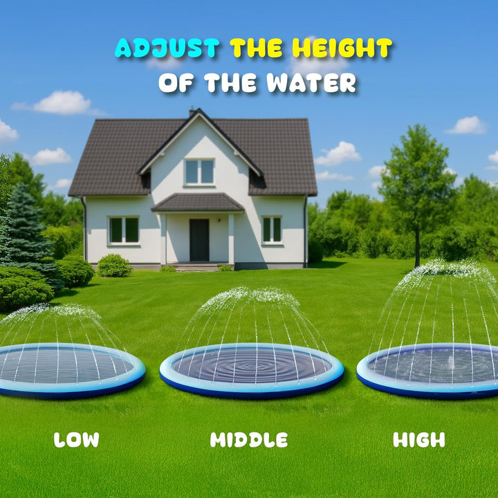 Splash Pad for Kids and Dogs, Non-Slip Sprinkler Pad Thicken Pool Summer Outdoor Water Toys, Backyard Fountain Play Mat for Baby Toddlers Boys Girls Pet(67Inch)