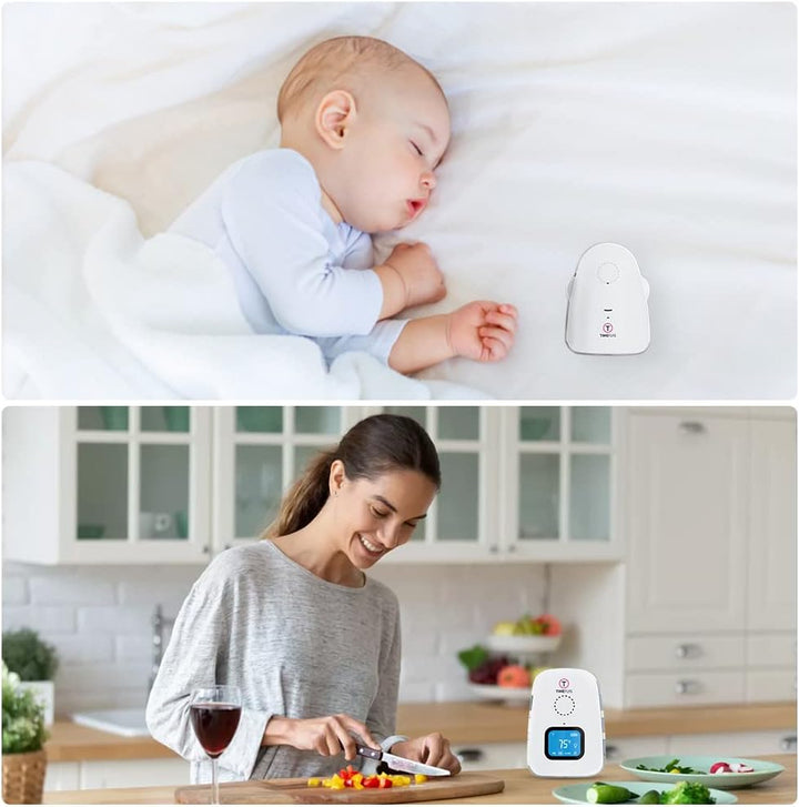 Audio Baby Monitor Crown ,Temperature Monitoring,Vibration,Lullabies,Rechargeable Battery,Talk Back Intercom,Usb Connection,Zero Emission at Night Mode,Long Range up to 1000 Ft