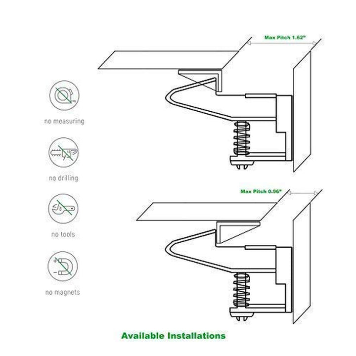 12 Pack Cabinet Locks Child Safety Latches -  Baby Proofing Cabinets Drawer Lock with Adhesive Easy Installation - No Drilling or Extra Screws (White)