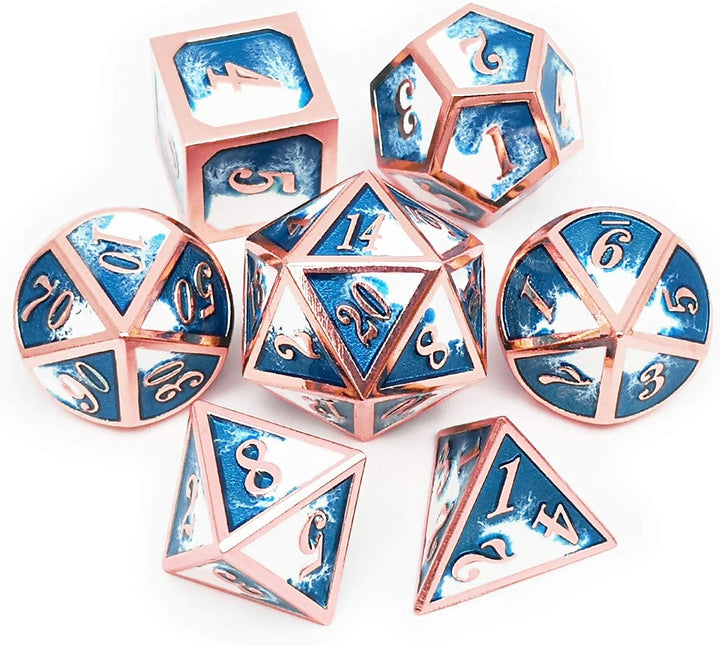 Bloodstained Metal DND Dice Set Blood Polyhedral D&D Dice Compatible with Dungeons and Dragons Gift TTRPG Antique Metal Halloween Dice