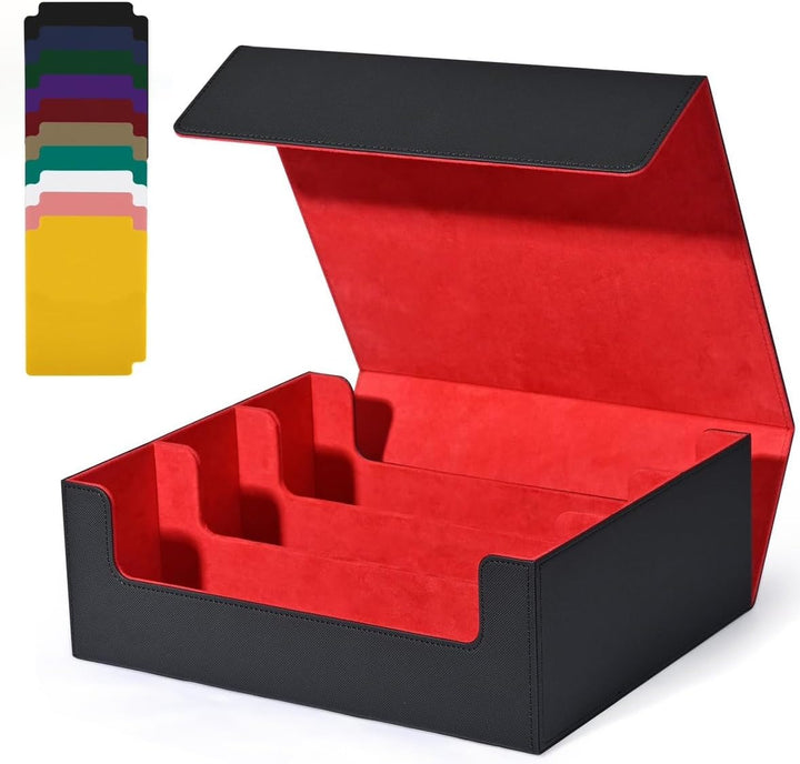 Card Storage Box for Trading Cards, 1800+ PU Leather Commander Card Deck Case, Magnetic Closure Card Holder Fits for Magic Game Cards (Black)