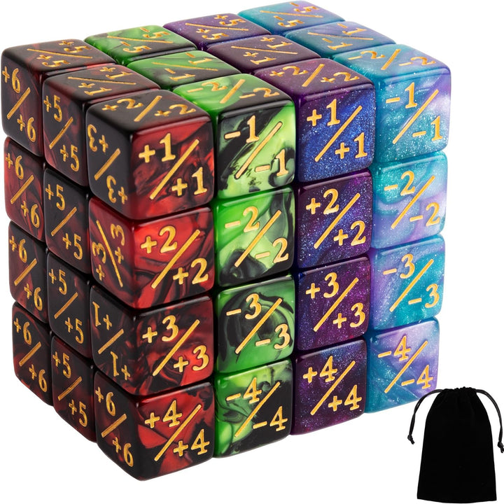 48 PCS Magic the Gathering MTG Counter Dice Marble Bulk Life Counters Tokens Dice Compatible with Magic Card Game Accessories CCG Creature Stats, 4 Colors