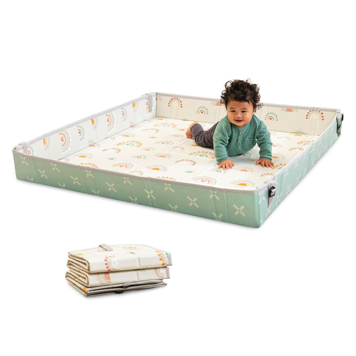 Foldable Soft Foam Play Mat, Baby Play Mat for Tummy Time & Floor Play, Lightweight, Easy to Store, Wipeable, Multicolor