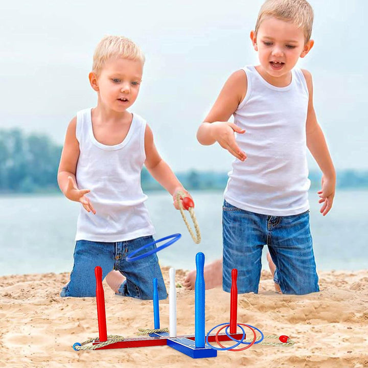 Premium Wooden Ring Toss Game Set -  Throwing Game Indoor Outdoor Games for Kids & Adults,Includes Wood Base,Fun Family or Friends Game