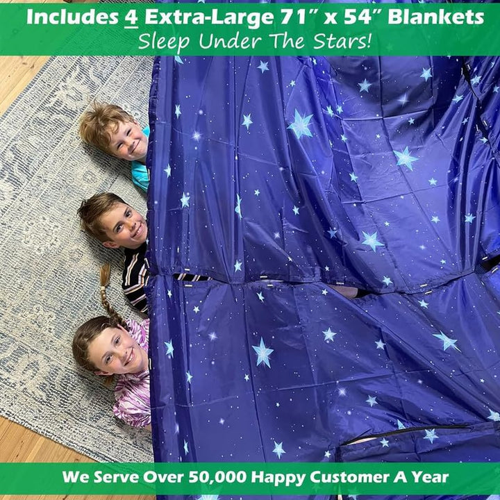 Blanket Fort Building Kit for Kids 4-8 8-12+ - Make a Portable Playhouse, Play Tent. Build a Fort Making Kit/Builder Blankets - Ultimate Indoor/Outdoor Play for Girls/Boys Toys Age 3-12