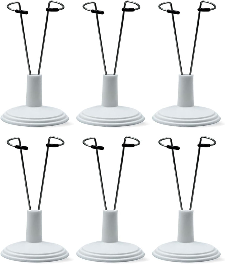Adjustable Doll Stand for Labu,Display Holder Support for 4-8 Inches Dolls,Keep the Standing Position (White, 6 Pack)(Doll Not Include)