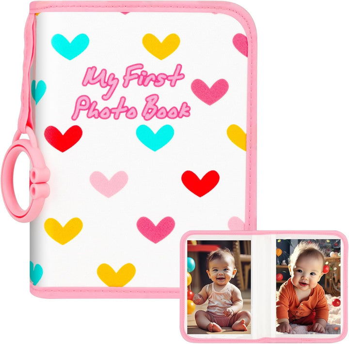 Baby Photo Book Holds 21 4X6 Photos, My First Photo Album for Baby or Toddler, "Love" Baby Photo Book Soft No Hard Edges, Cute Book Gift for Baby Shower Newborns Family Photos (Pink)