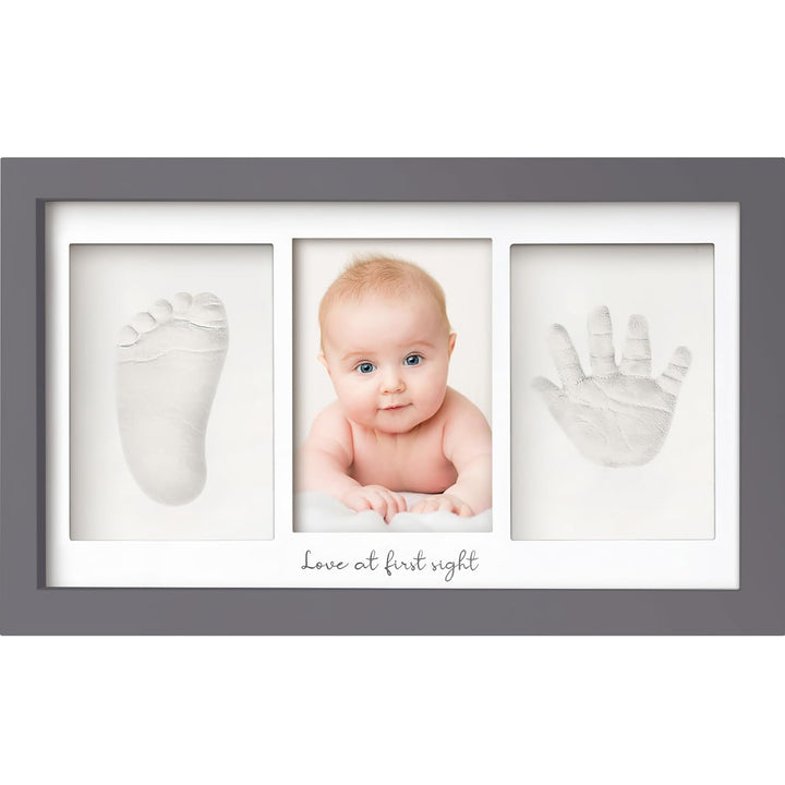 Baby Hand and Footprint Kit - Clay Handprint Keepsake Frame, Newborn Nursery Picture Frame, Personalized New Mom Gifts for Baby Shower & Registry (Alpine White)