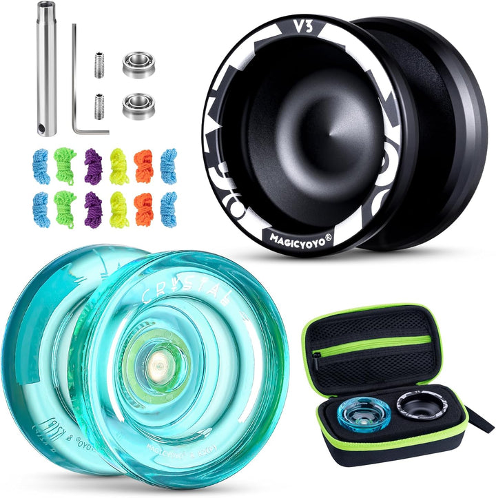 K2 Crystal Responsive Yoyo for Kids 8-12, Professional Fingerspin Trick Yoyo for Advanced, Dual Purpose Mode with Unresponsive Bearing+12 Yo Yo Strings+Yo-Yo Case Bag (Pink Purple Gradient)